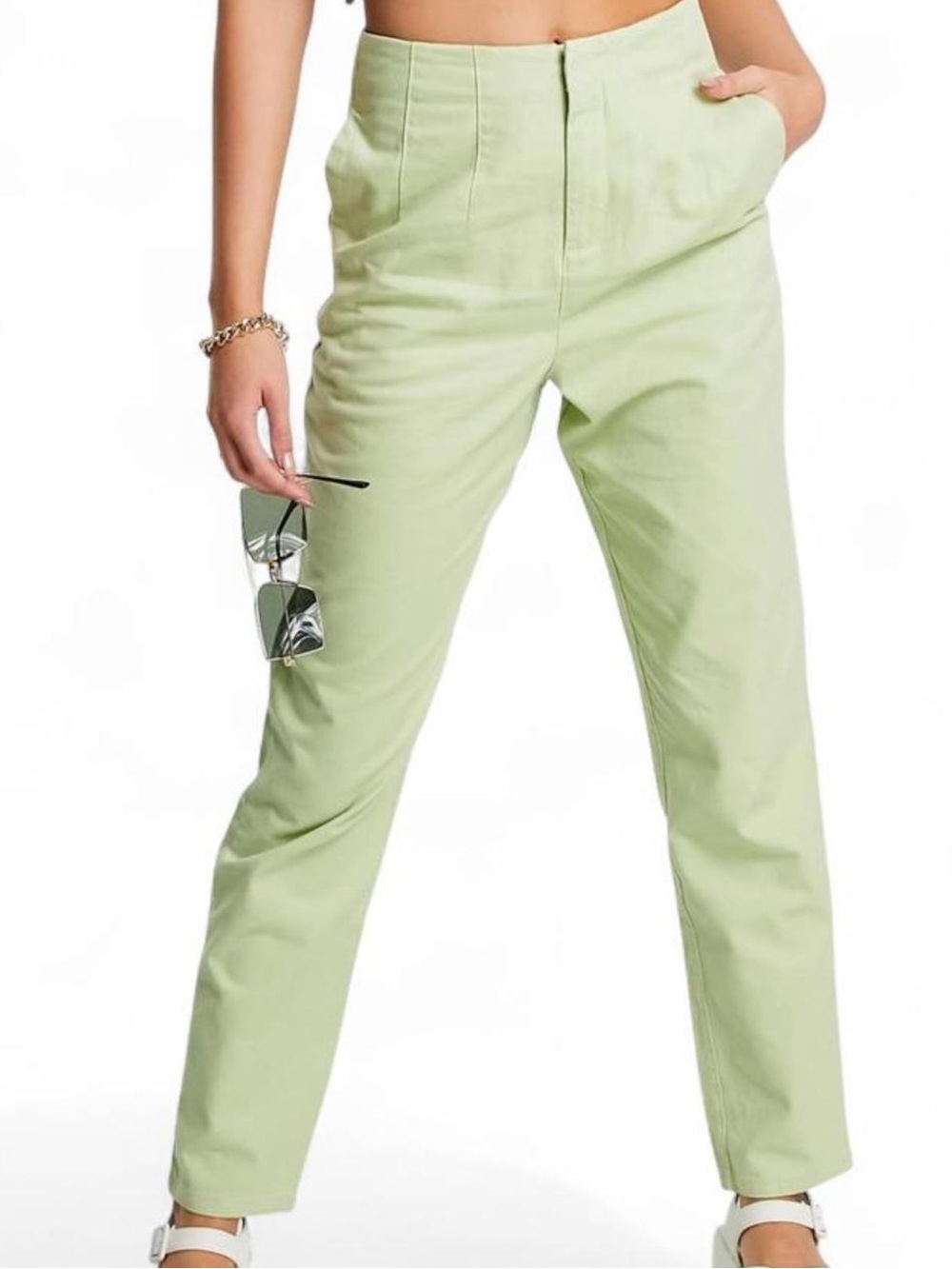 ASOS DESIGN slim peg pants in apple green
